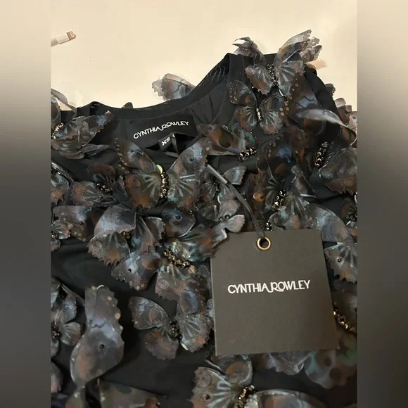 Cynthia Rowley Black Butterfly Appliqué Sleeveless Top - Picture 6 of 6